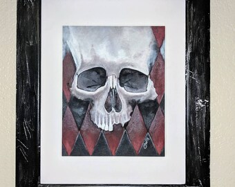 "Argyle Death" - Oil Painting mounted in repurposed frame