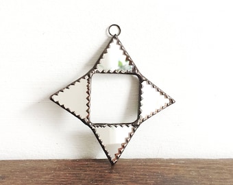 Stained glass mirror star - sun catcher - wall hanging