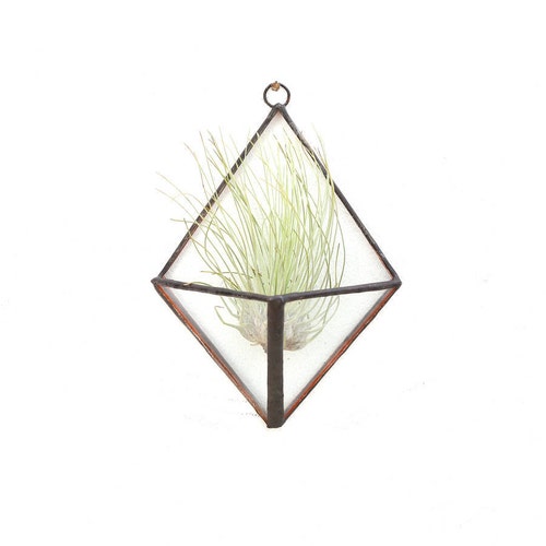 Stained Glass Geometric Diamond Terrarium Wall Hanging Planter Etsy