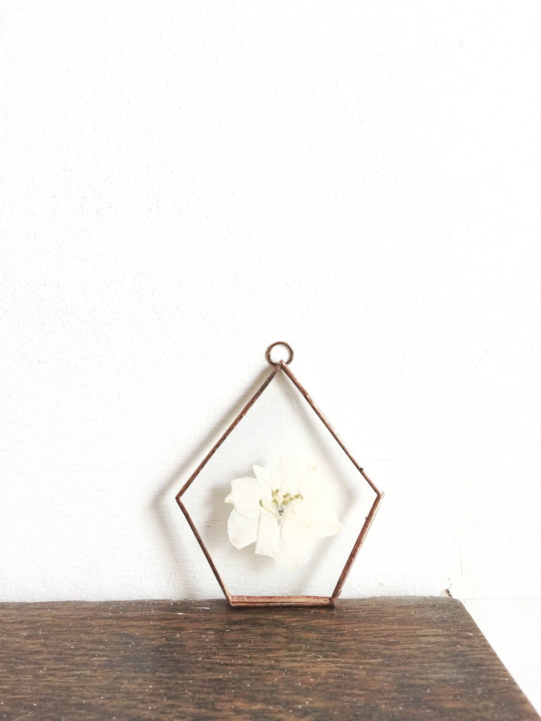 Handmade Glass Pressed Flower Frame Geometric Larkspur Etsy