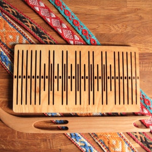 Double slotted rigid heddle, 11 pattern strings,loom, backstrap,sami band weaving,band weaving,belt weaving,inkle loom,tape loom