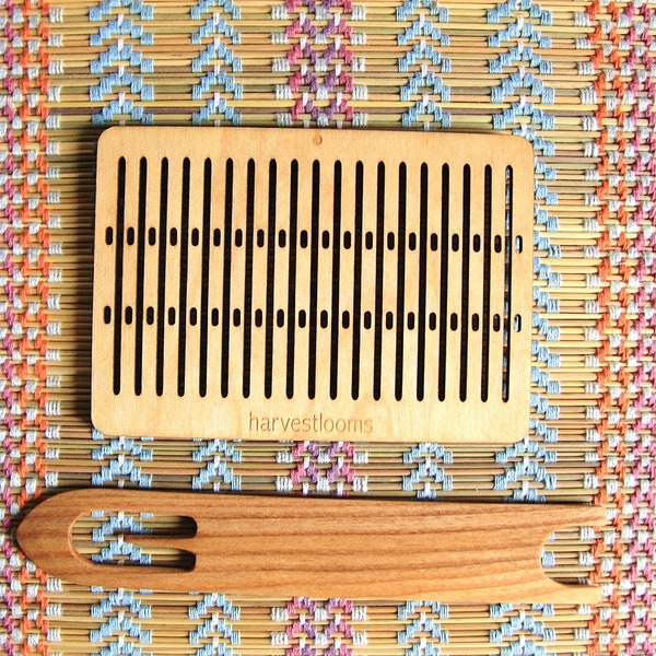 8 dpi double holed rigid heddle, band weaving, tape loom, pattern weaving, baltic pick up, backstrap weaving, small loom, wooden loom
