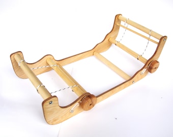 The Heddler PLUS with cranks, table loom, rigid heddle loom, tablet weaving, card weaving loom, small loom, simple loom, wooden loom