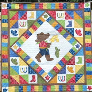 Cowboy Adventures QUILT PATTERN, Baby Quilts, Western Quilts, Baby Boy Quilts, Baby Shower Gifts image 1