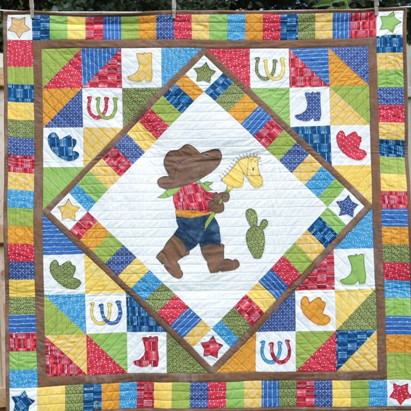 Cowboy Adventures QUILT PATTERN, Baby Quilts, Western Quilts, Baby Boy Quilts, Baby Shower Gifts
