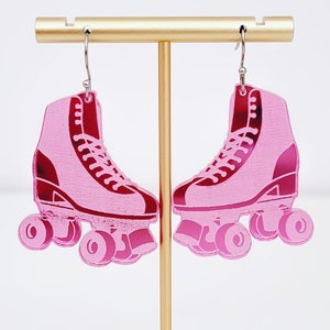 Roller Skates Earrings, Acrylic Dangles, Retro Earrings, Fun Jewelry, Gifts For Her, Summer Earrings, 80s Jewelry