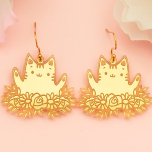 Cat Earrings Dangles, Gifts For Her, Acrylic Jewelry For Women, Cat Mom