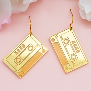 Retro Earrings, Cassette Tape Earrings, Acrylic Dangles, Gift For Friend, Bold Earrings, Fun Jewelry