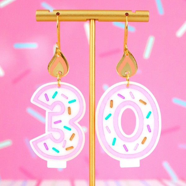 Custom Birthday Numbers Candle Earrings, Birthday Statement Dangles, Birthday Gift For Her