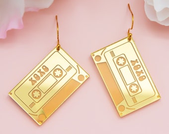 Retro Earrings, Cassette Tape Earrings, Acrylic Dangles, Gift For Friend, Bold Earrings, Fun Jewelry