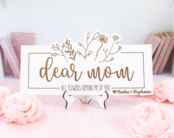 Personalized Mother's Day Flowers Sign, Gift for Mom, Wood Mother's Day Gift