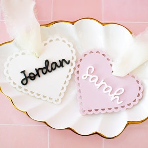 Heart Name Tag, Valentine&#39;s Day Basket Tags, Easter Basket Tag, Scalloped Gift Tag, Reusable Gift Tag, Scallop Heart Gift Tag