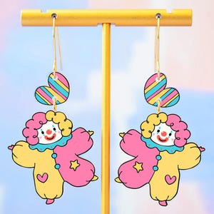Clown Earrings, Circus Jewelry, Clown Core Accessories, Quirky Earrings