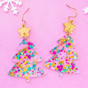 Confetti Christmas Tree Earrings: Holiday Dangles