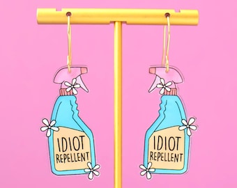 Idiot Repellent Earrings, Snarky Jewelry, Anti Valentine's Jewelry