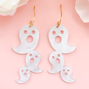 Ghost Earrings Acrylic Dangles, Halloween Earrings