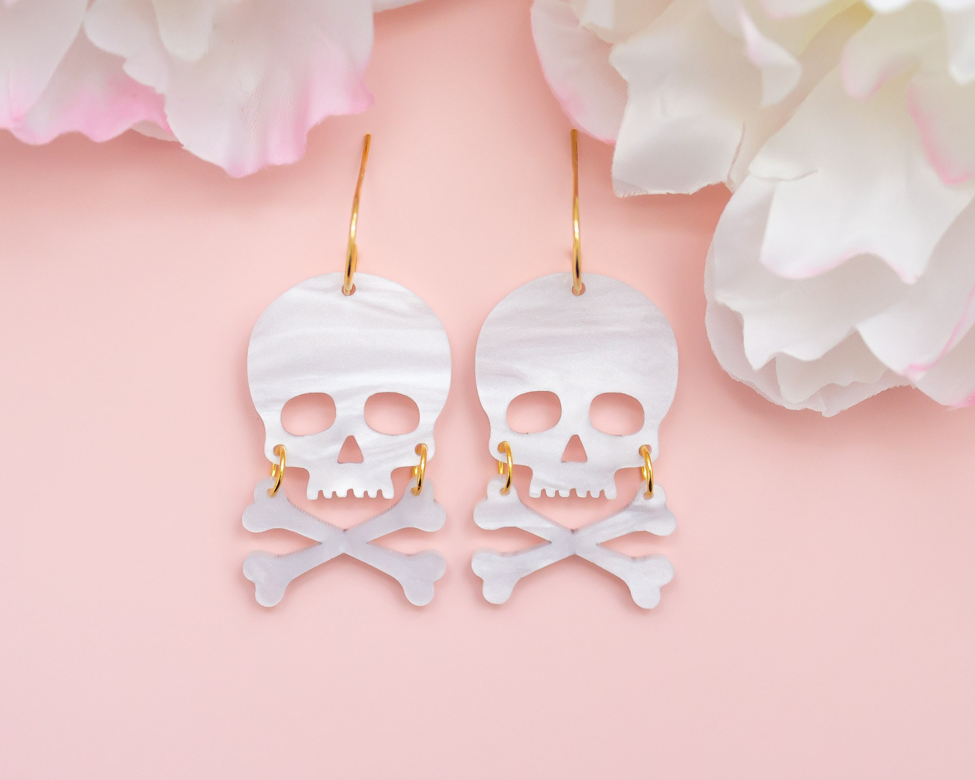 Boucles D'oreilles Pendantes Halloween - Tête De Mort Sucre Dia De Muertos Style Gothique En Acrylique Léger