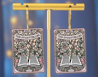 Tarot Card Bookish Earrings: Acrylic Book Lover Jewelry