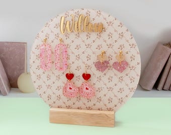 Personalized Acrylic Earring Holder: Vintage Floral Jewelry Display