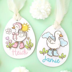 Easter Basket Tag Goose, Egg Tag Easter Basket Tags, Bunny Tags, Name Tags, Easter Basket Gift, Easter Decor Kids Easter Gift