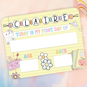 Letrero de primer y último día de clases, tablero personalizado para el primer día de clases, letrero de regreso a clases, letrero escolar de borrado en seco, accesorio para fotos escolares