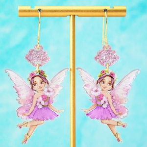 Fairy Earrings, Fairy Wing Earrings, Fairycore Aesthetic, Fantasy Jewelry, Light Purple Fairy Earrings