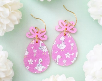 Pink Goose Easter-oorbellen: iriserende acryl lentehangers