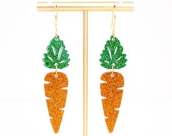 Carrot Earrings, Easter Acrylic Dangles, Gift For Friend, Big Bold Earrings, Fun Jewelry, Gifts For Her, Self Gift Jewelry