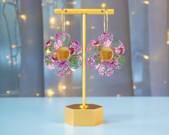 Orecchini a Margherita, Orecchini a Fiori Di Margherita per Le Donne Ragazza, Orecchini a Forma Di Margherita con Fiori Gialli in Acrilico, Orecchini Pendenti con Petali Di Giglio Selvatico, Orecchin
