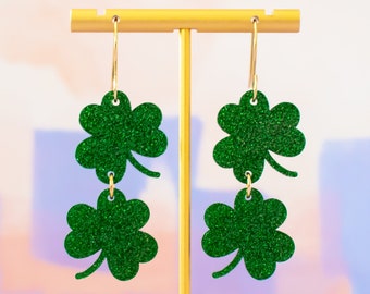 Glitter Shamrock Earrings: St Patrick's Day Dangles