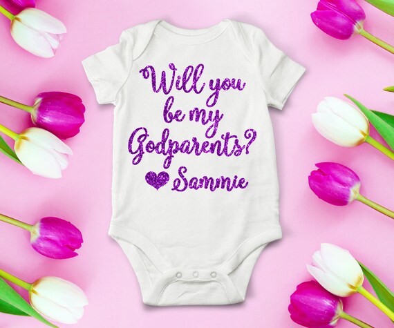 Will You Be My Godparents Embroidered Baby Vest Gift Godmother Godfather