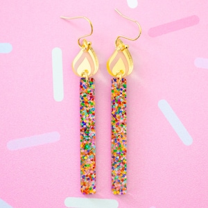Birthday Candle Earrings, Glitter Birthday Earrings, Birthday Gift For Her