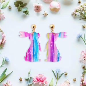 Small Bright Pastel Bunny Earrings Easter Dangles, Easter Jewelry, Statement Earrings, Rabbit Earrings