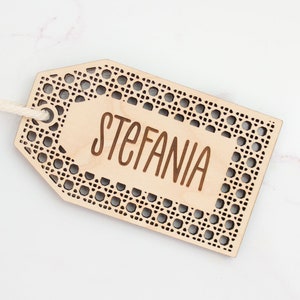 Personalized Stocking Tags, Gift Tags, Rattan Cane Style Tag, Wicker Tag, Valentines Tag, Easter Basket Tag image 2