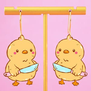 Funny Chick Earrings, Animal Earrings, Chicken Jewelry, Funny Earrings, Weird Cute Earrings