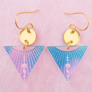 Sonnensystem Ohrringe, himmlische Ohrringe, holographische Ohrringe, Mond Ohrringe, Geschenke für sie, Acryl Schmuck für Frauen