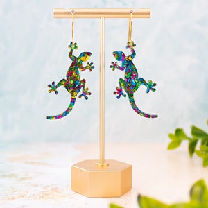Lizard Earrings Multicolor Dangles, Gifts For Her, Acrylic Jewelry For Women, Gift For Friend image 2