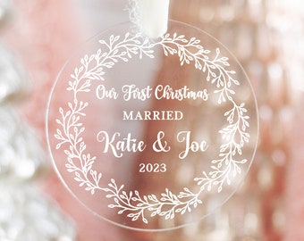 First Christmas Married Ornament Newlywed Gift Mr & Mrs Christmas Ornament Personalized Wedding Gift Keepsake First Christmas Engaged