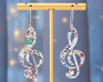 Treble Clef Earrings, Music Note Statement Earrings, Musician Gift, Music Teacher Jewelry