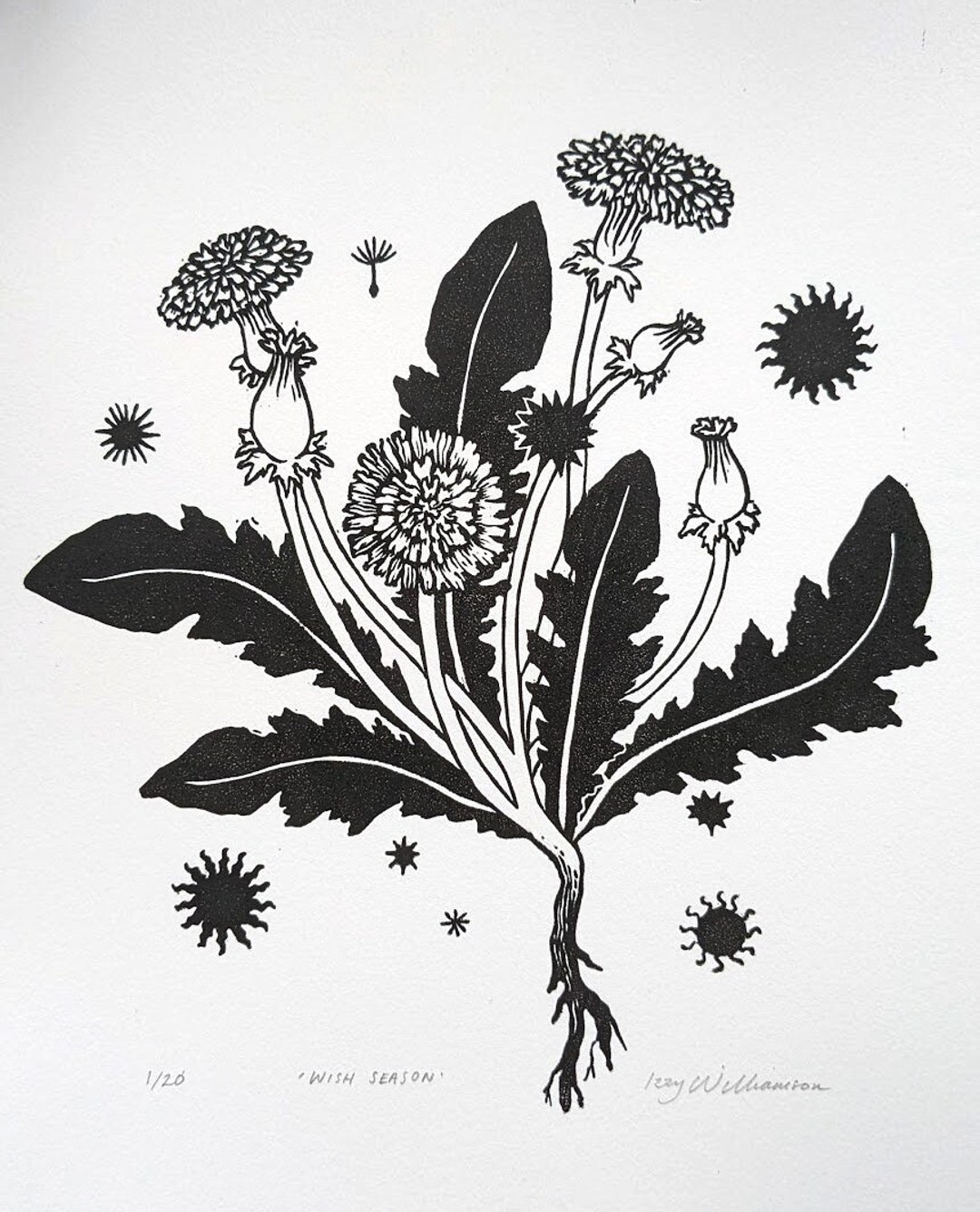 Original Linocut 'wish Season' Etsy
