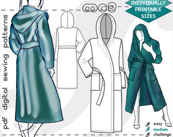 S-2XL/ Robe Bathrobe Dressing Gown/ Digital Sewing PDF-pattern for Women >mc2patterns< mc2-8001