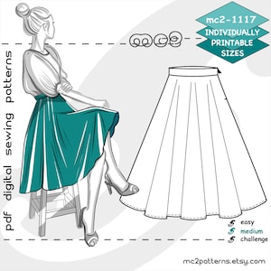 UK 6-16/ US 2-12/ Classy Circle Skirt/ Digital PDF Sewing Pattern for Women mc2patterns mc2-1117 image 1