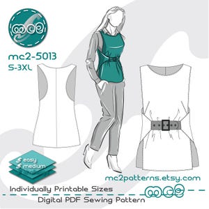 Stylish Tabard Vest Sewing Pattern: Racer-back NO-lining (Digital PDF Download) S-3XL / mc2-5013