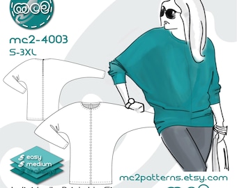 Patrón de costura para top Dolman: Jersey de murciélago (Descarga digital en PDF) S-3XL / mc2-4003