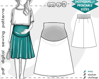 S-XL/ Maternity A-Line Skirt/ Digital Sewing PDF-pattern for Women &gt;mc2patterns&lt; mc2-6002