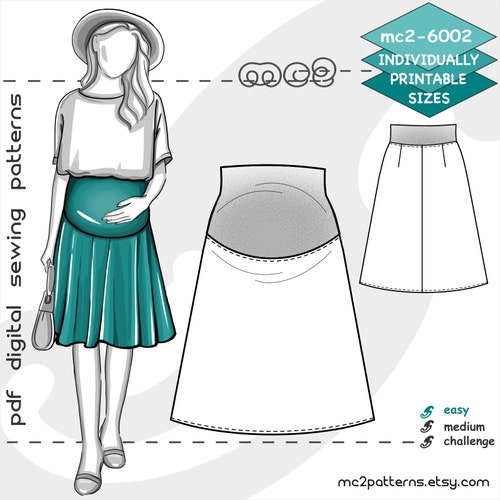Maternity Pattern Emily Maternity Aline Skirt Pattern PDF Etsy
