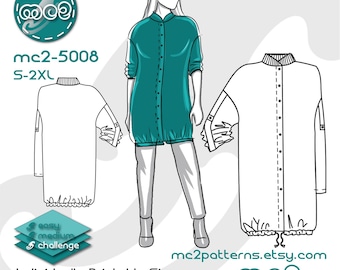Long Bomber Jacket Sewing Pattern: Knee-length NO-lining (Digital PDF Download) S-2XL / mc2-5008