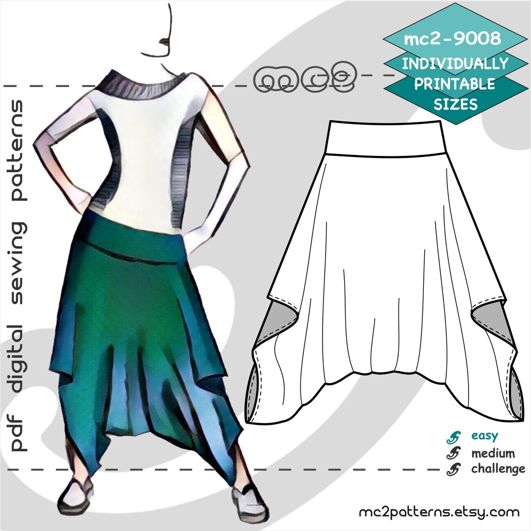 S-5XL/ Easy-drape Harem Pants/ Digital Sewing Pdf-pattern for Women ...