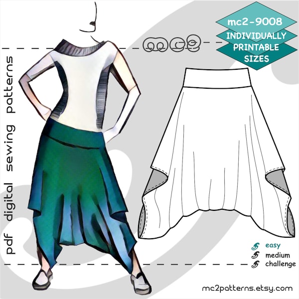 S-5XL/ Easy-Drape Harem Pants/ Digital Sewing PDF-pattern for Women >mc2patterns< mc2-9008