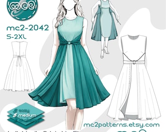 Double-wrap Dress Sewing Pattern: Retro-style (Digital PDF Download) S-2XL / mc2-2042